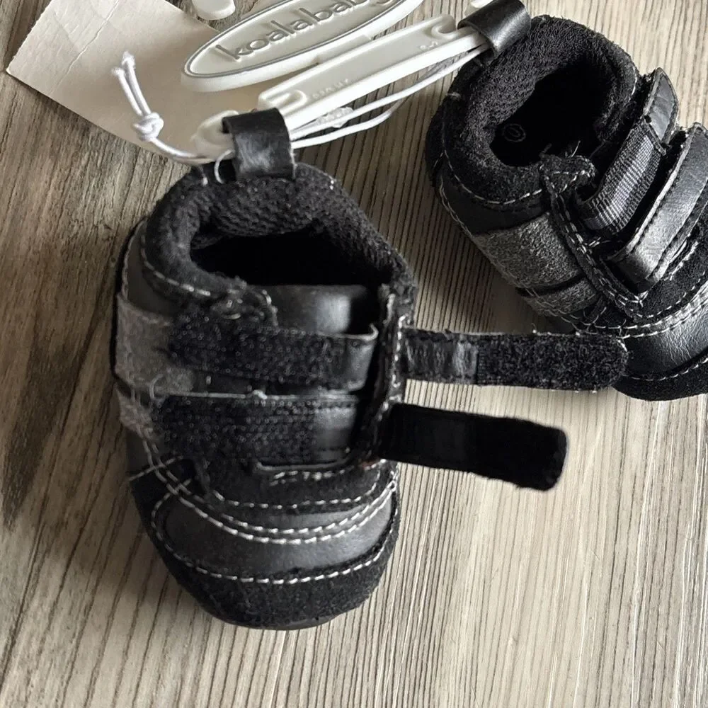 NWT Babies R Us Koala Baby Vintage Black Booties Adjustable Width  Size 0